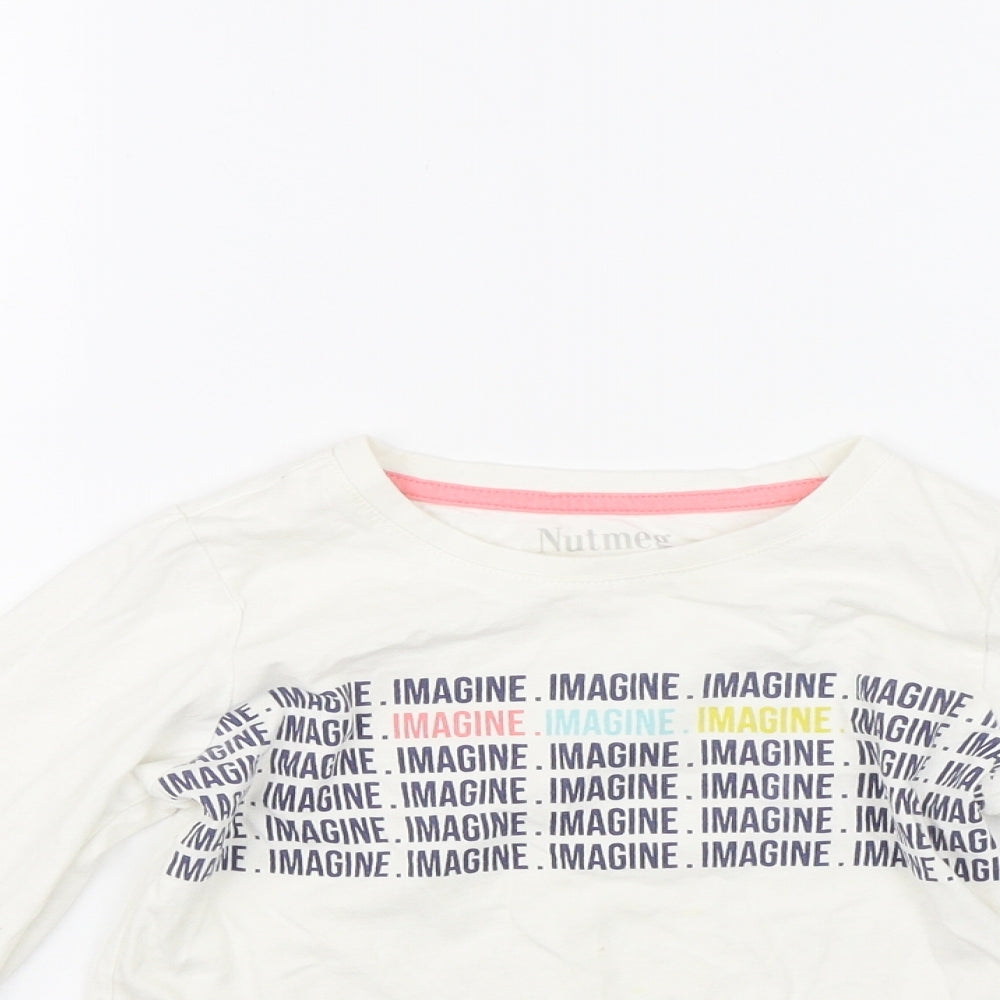 Nutmeg Girls White   Basic T-Shirt Size 6-7 Years