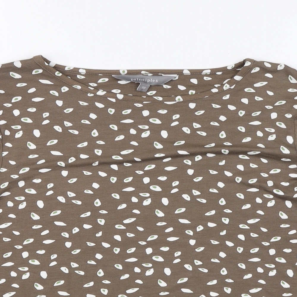 Debenhams Womens Brown Floral  Basic T-Shirt Size 10