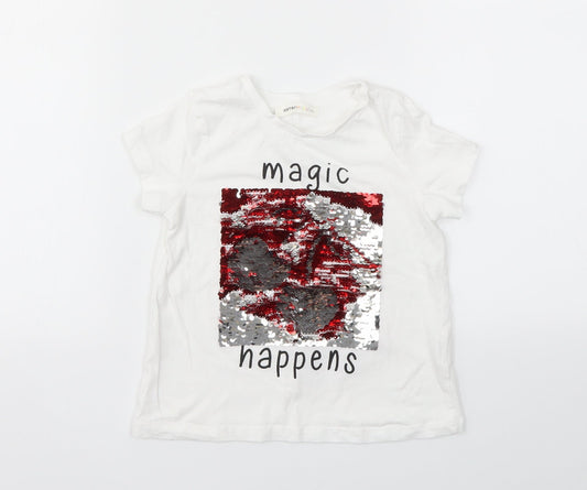KOTON Girls White   Basic T-Shirt Size 4-5 Years