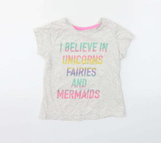 Primark Girls Grey   Basic T-Shirt Size 4-5 Years