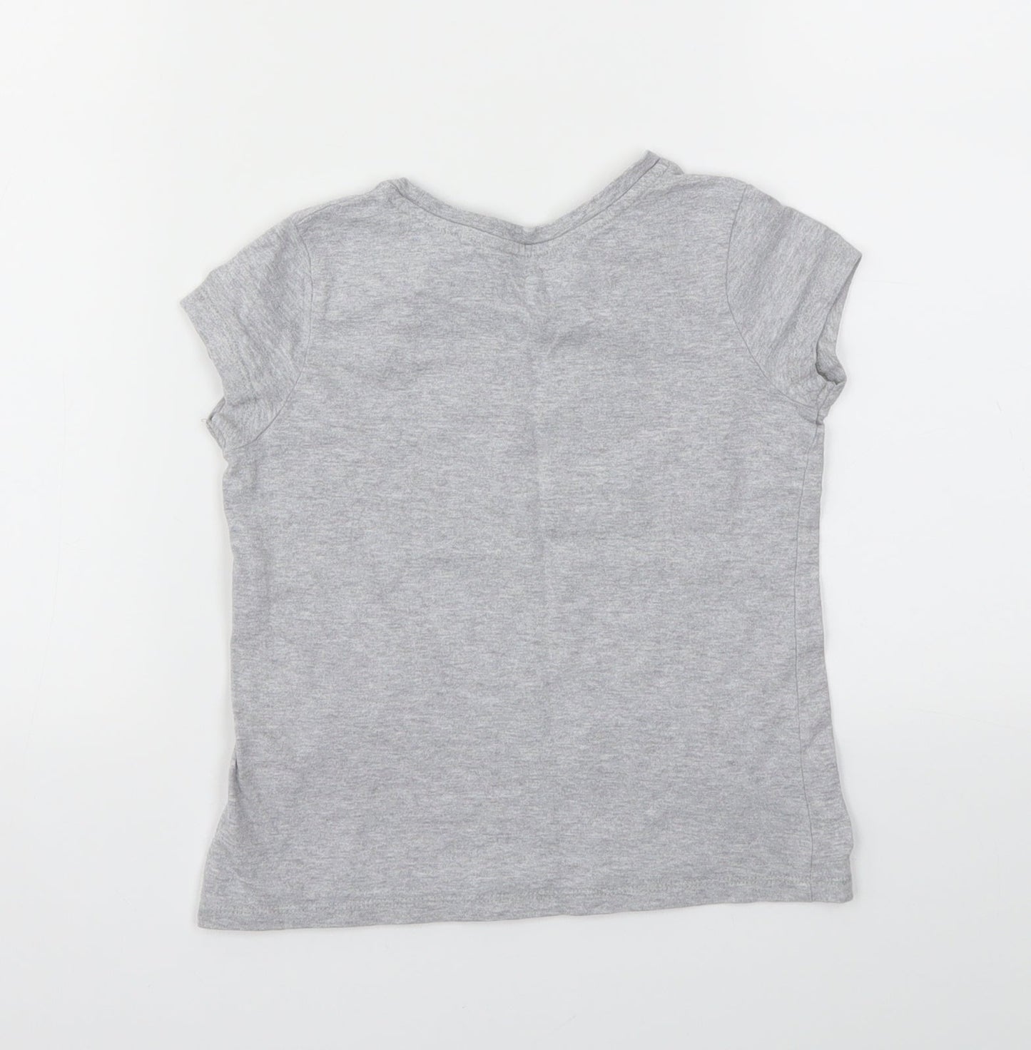 George Girls Grey Floral  Basic T-Shirt Size 5-6 Years