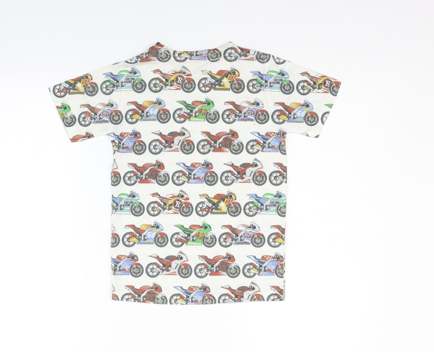 TU Girls White Geometric  Basic T-Shirt Size 6 Years