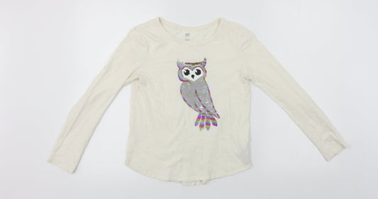 Gap  Girls White   Basic T-Shirt Size L  - Sequin detail