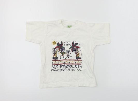 river bay kids  Boys White   Basic T-Shirt Size 4 Years