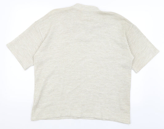 Gianno Mens Beige Striped  Pullover Jumper Size M