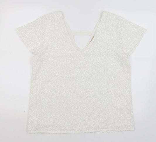Amichi Collection Womens White   Basic T-Shirt Size L