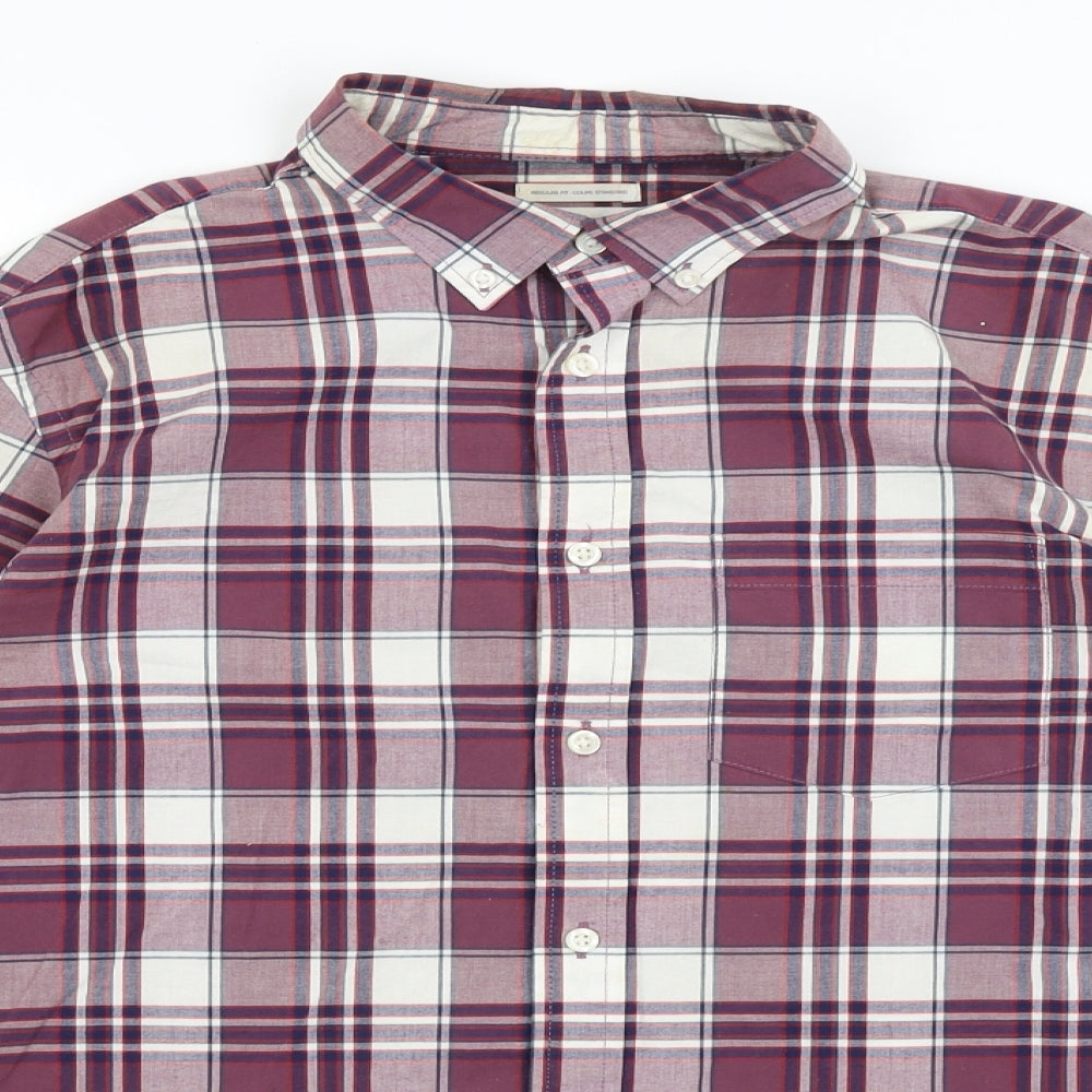 Old Navy Mens Red Plaid   Button-Up Size S