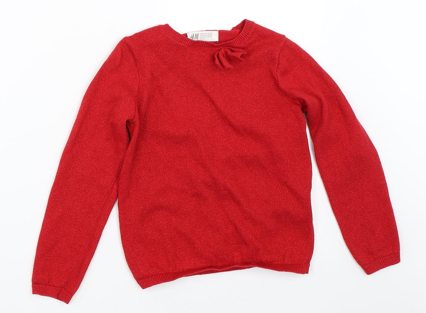 H&M Girls Red   Pullover Jumper Size 5-6 Years
