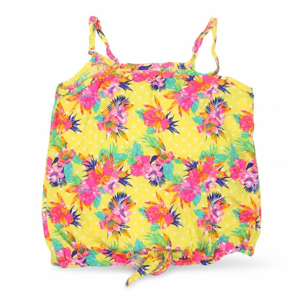 Front view of Matalan girls’ yellow floral camisole tank, size 7, years