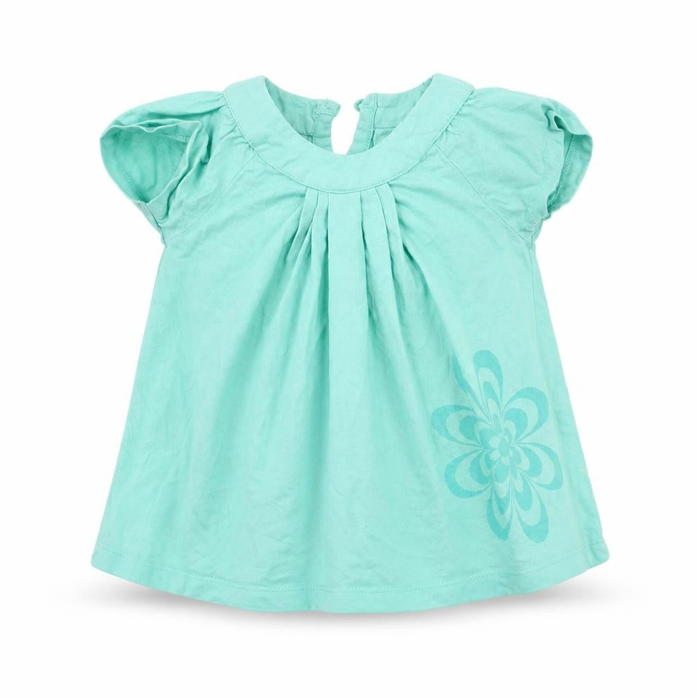 Front view of Little Spirit Baby Green Floral A-Line, size 9-12, Months