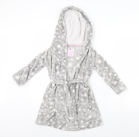 TU Girls Grey Spotted  Cami Robe Size 5 Years  - star pattern
