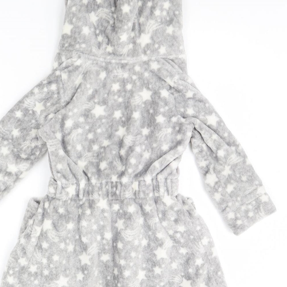 TU Girls Grey Spotted  Cami Robe Size 5 Years  - star pattern