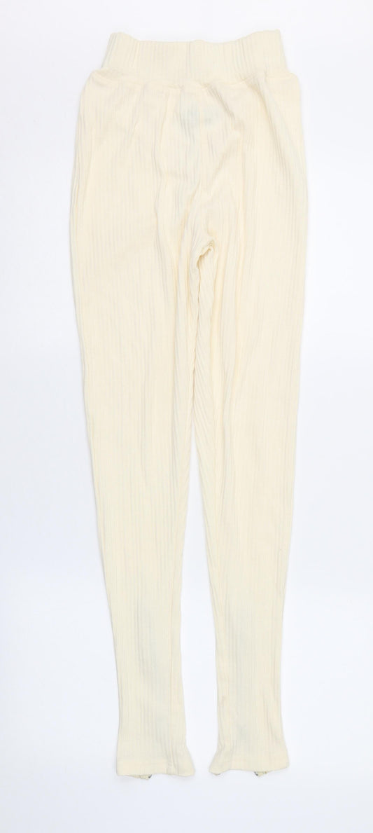 PRETTYLITTLETHING Womens Ivory   Trousers  Size 6 L31 in