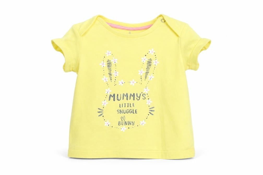 Front view of F&F Baby Yellow Basic T-Shirt, size 0-3, Months