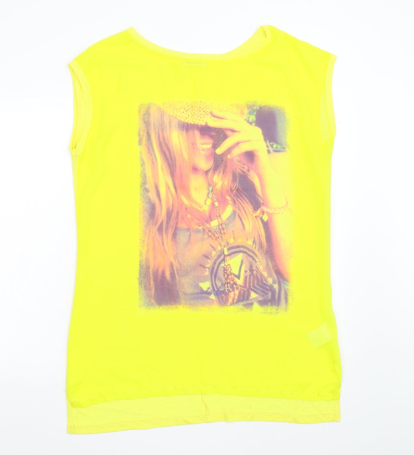 Brave Soul Womens Yellow   Basic T-Shirt Size L