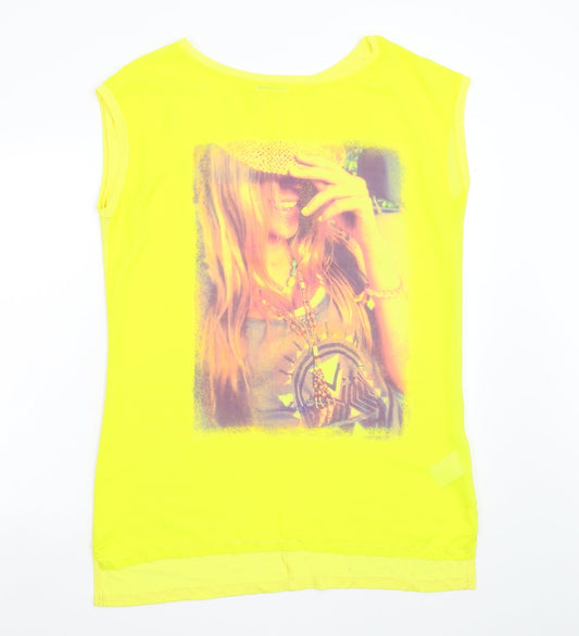 Brave Soul Womens Yellow   Basic T-Shirt Size L