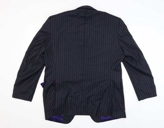 Preworn Mens Black Striped  Jacket Blazer Size 44