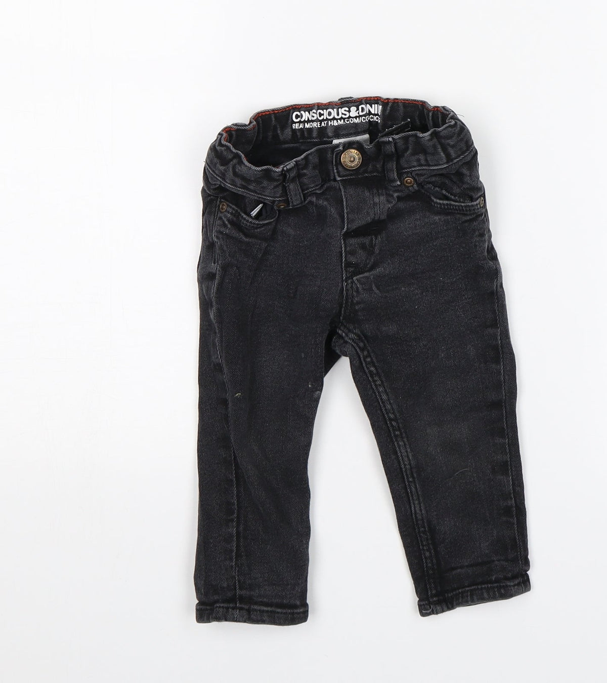 Additional front view of H&M Baby Black Denim Jogger Jeans, size 9, Months