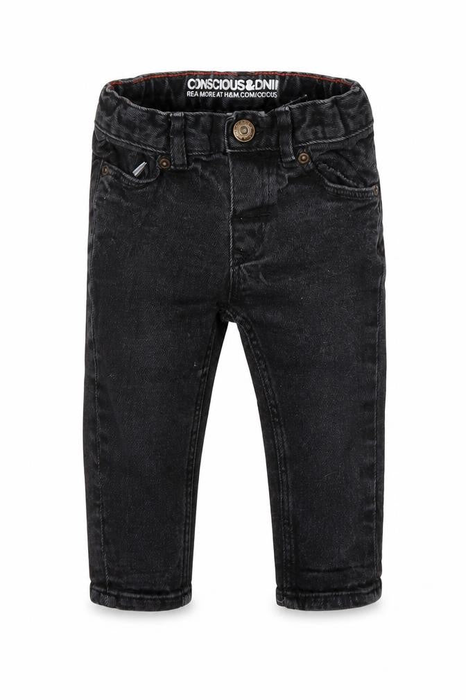 Front view of H&M Baby Black Denim Jogger Jeans, size 9, Months