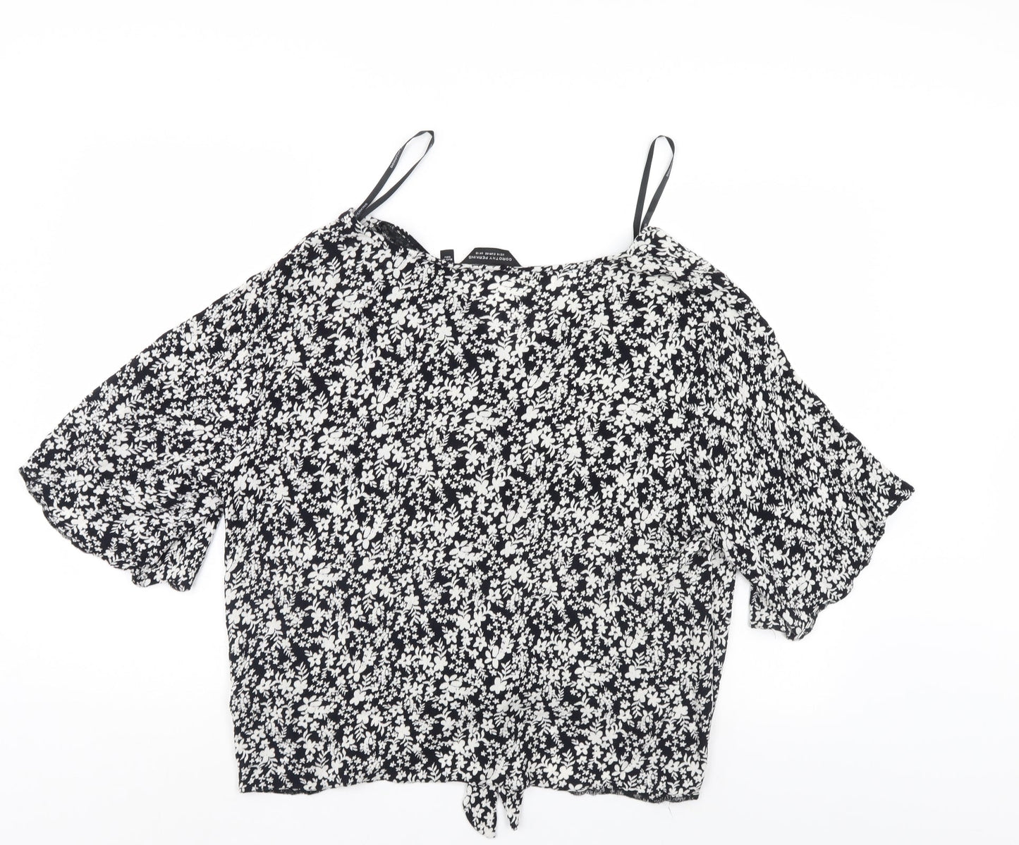 Dorothy Perkins Womens Black Floral  Basic Blouse Size 18