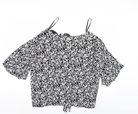 Dorothy Perkins Womens Black Floral  Basic Blouse Size 18