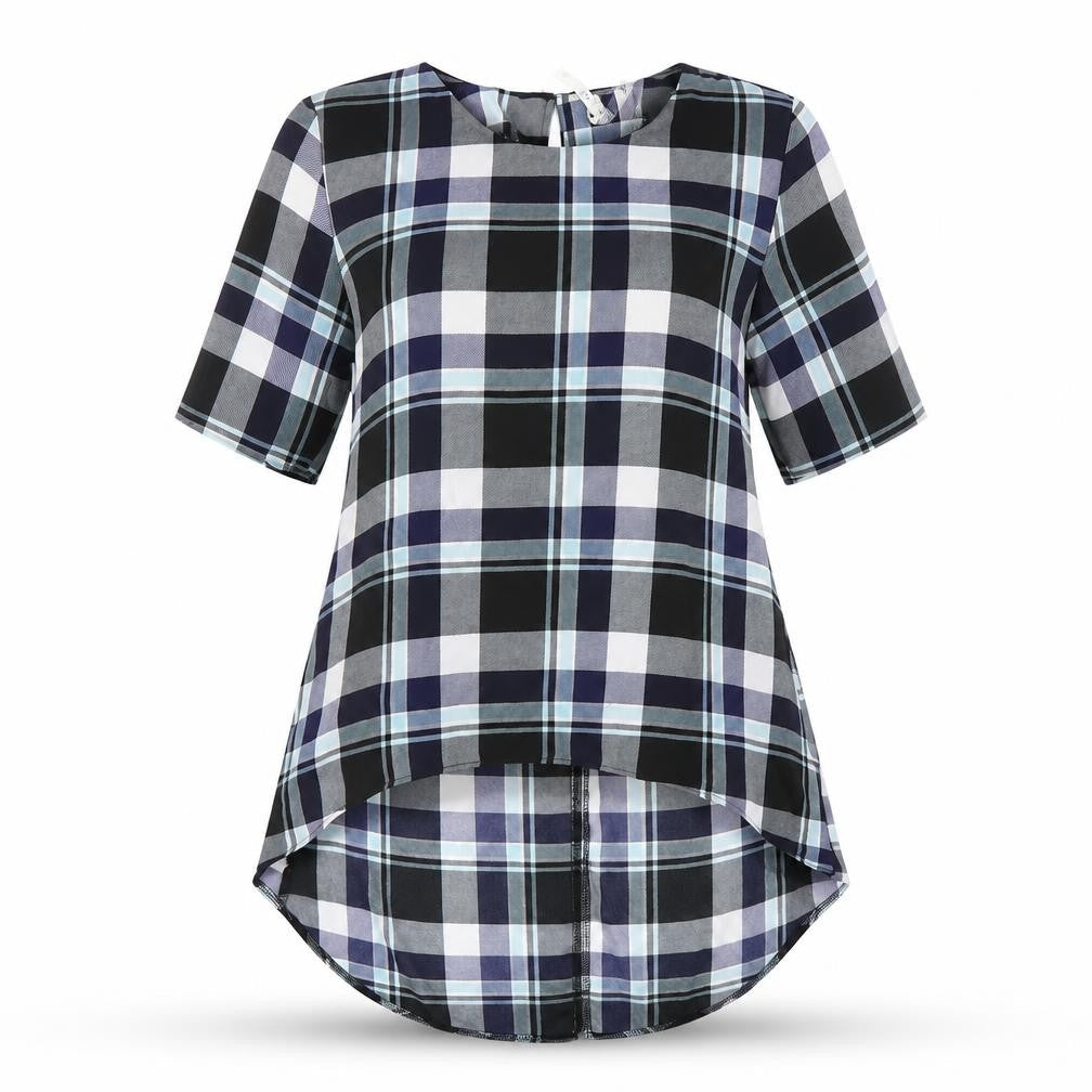 Blue Vanilla Womens Purple Check  Cropped Blouse Size XS