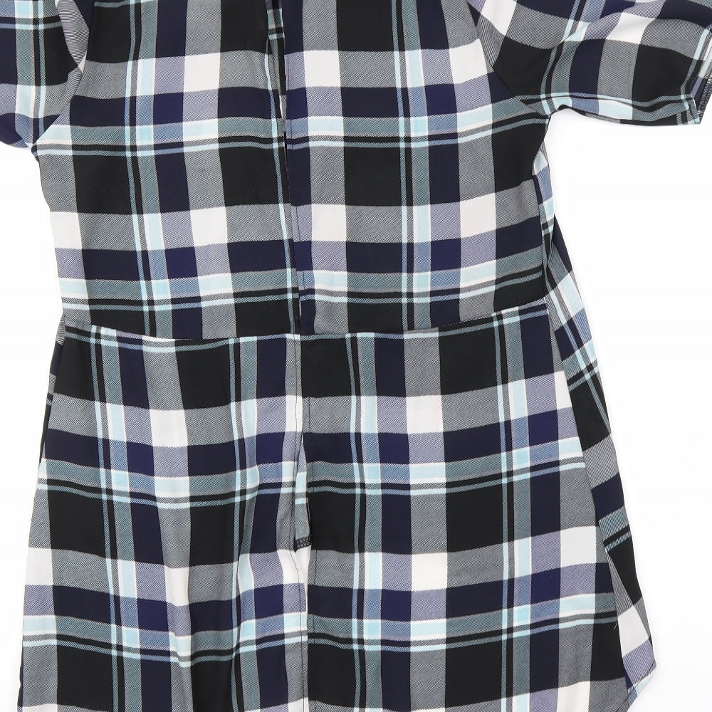 blue vanilla Womens Purple Check  Cropped Blouse Size XS