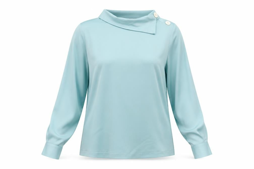 Front view of Principles women’s blue basic blouse, size UK 14