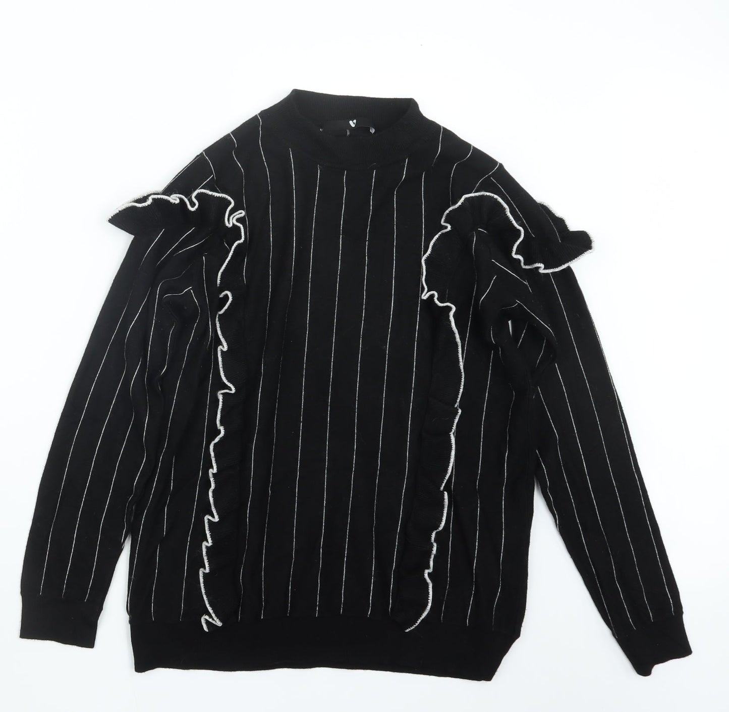 Very Womens Black Striped Knit Pullover Jumper Size 14