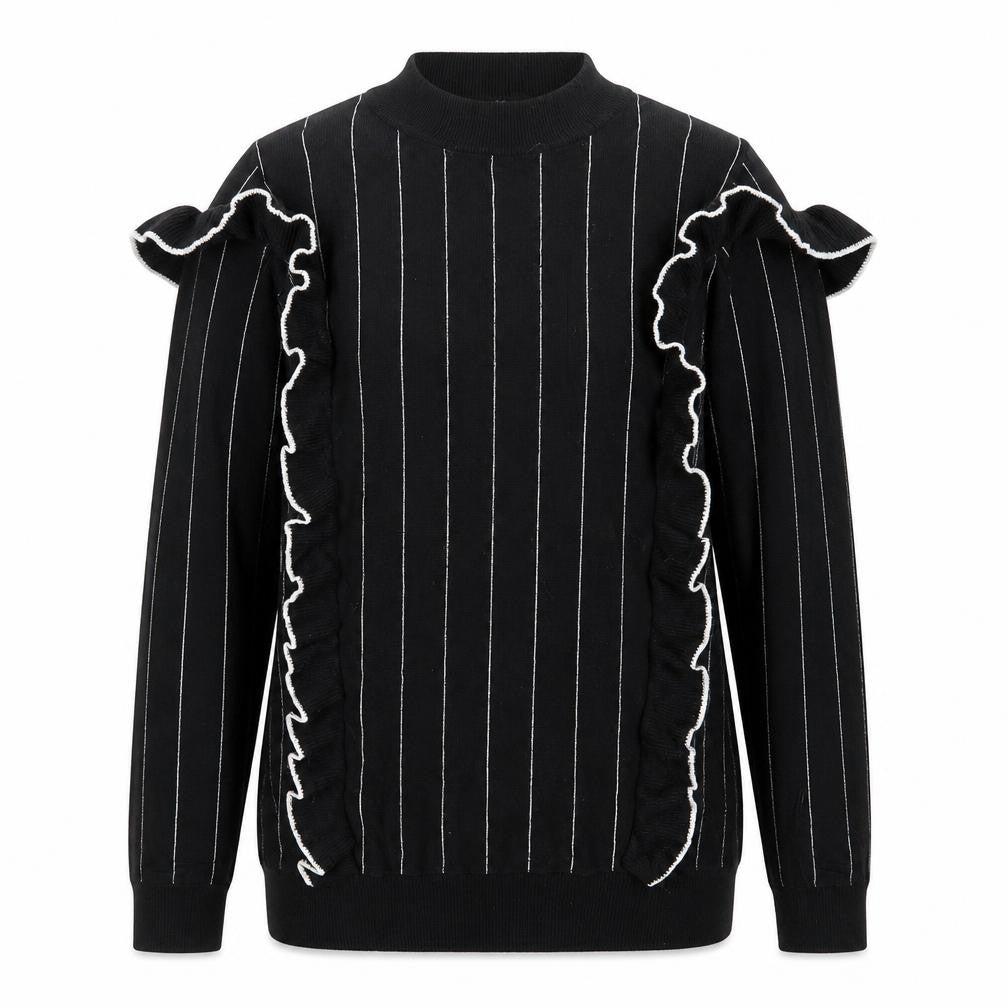 Very Womens Black Striped Knit Pullover Jumper Size 14