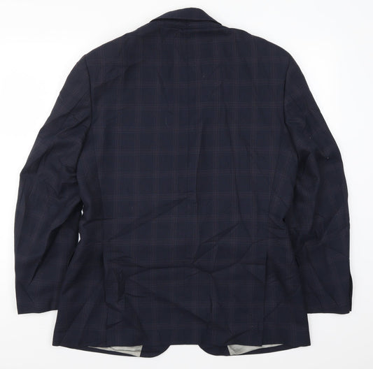 Gurteen Mens Blue Check  Jacket Suit Jacket Size 40