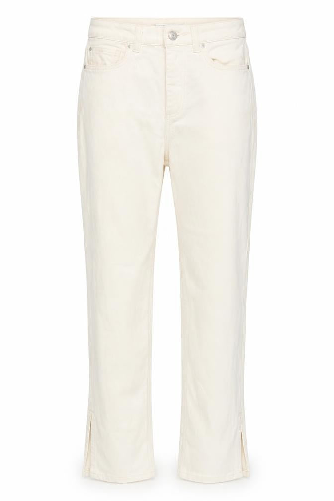 Front view of DenimCo women’s ivory denim straight jeans, size UK 8, 30-inch leg