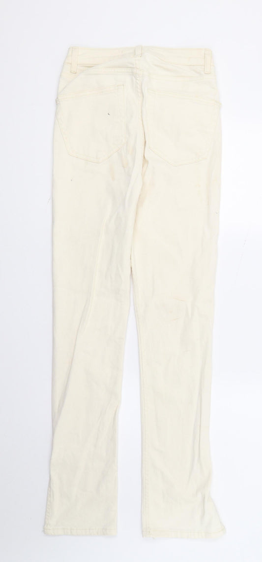 DenimCo Womens Ivory  Denim Straight Jeans Size 8 L30 in