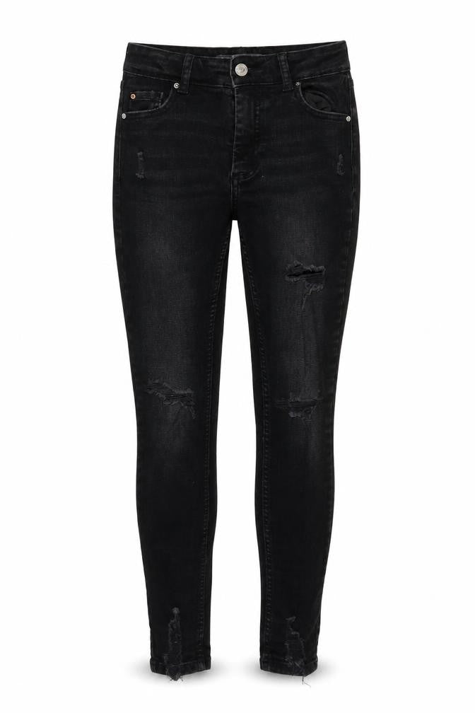 Front view of DenimCo women’s black denim skinny jeans, size UK 6, 27-inch leg