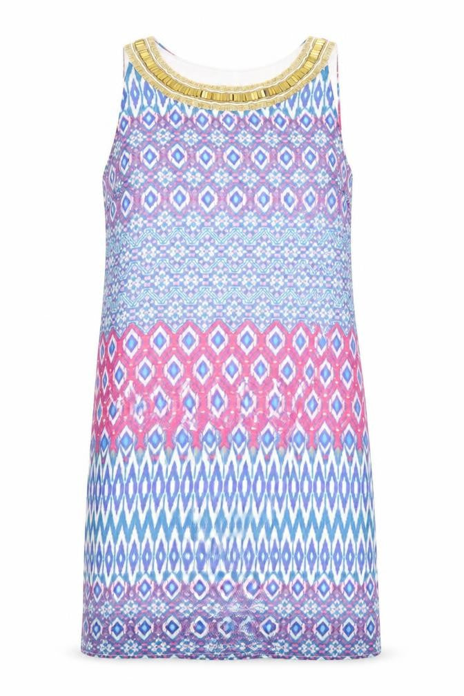 Whisper Womens Blue Batik  A-Line  Size M