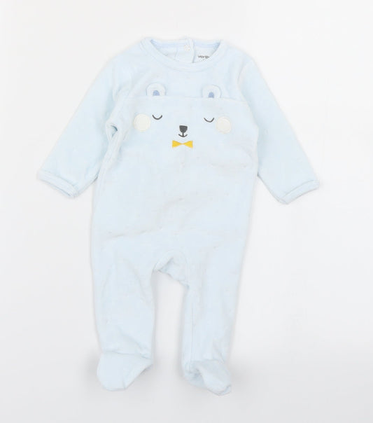 Vertbaudet Boys Blue   Babygrow One-Piece Size 0-3 Months  - Bear