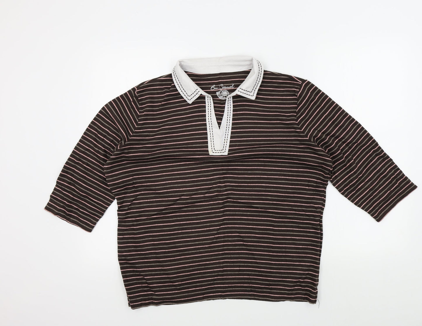 BM casual Womens Brown Striped  Pullover Jumper Size L