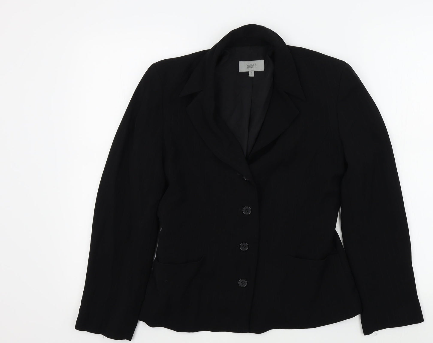 M&S Womens Black Striped  Jacket  Size 8