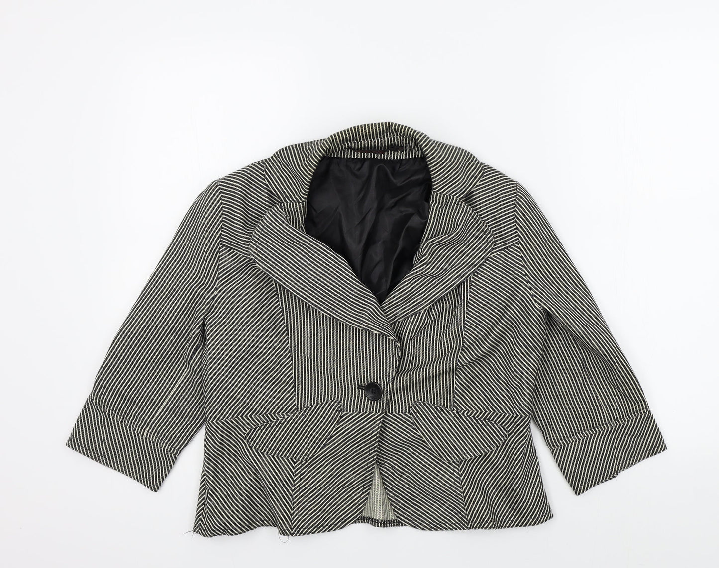 charlise Womens Black Striped  Jacket  Size 42