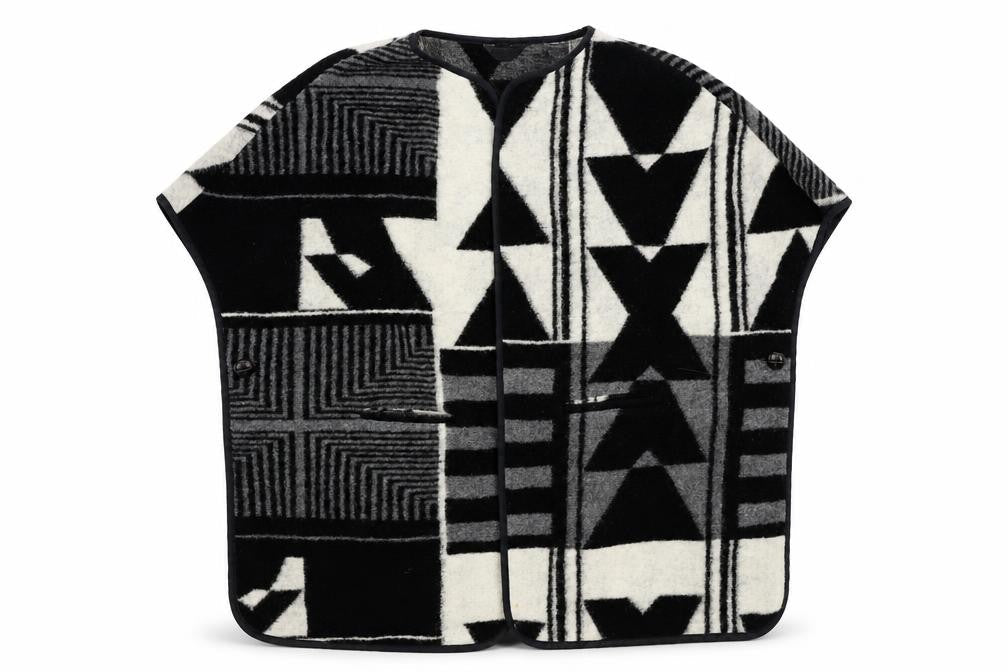 Marks & Spencer Womens Black Geometric  Jacket Poncho Size 10