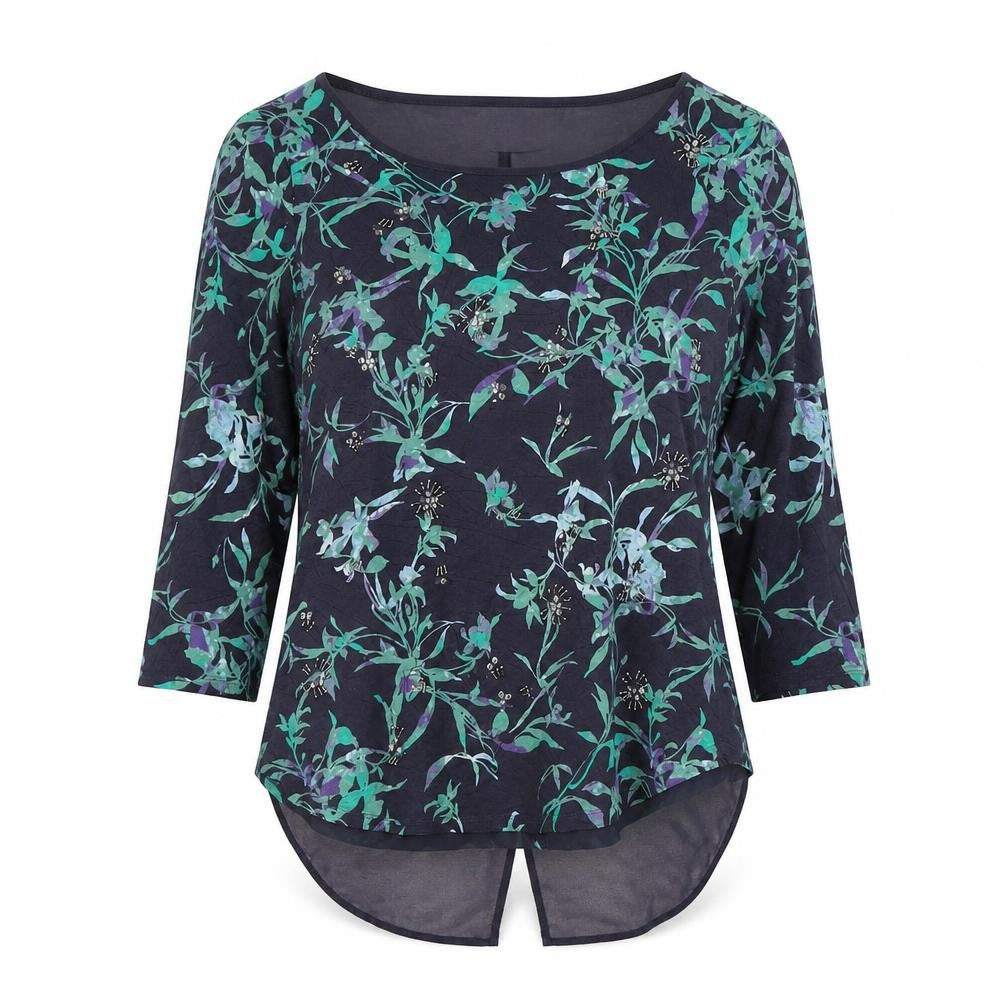 M&S Womens Blue Floral  Pullover Jumper Size 14