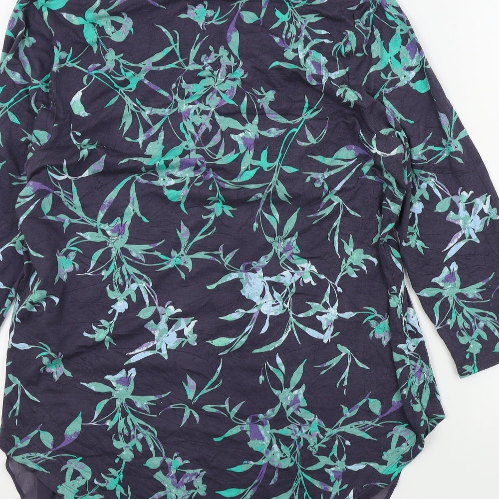M&S Womens Blue Floral  Pullover Jumper Size 14