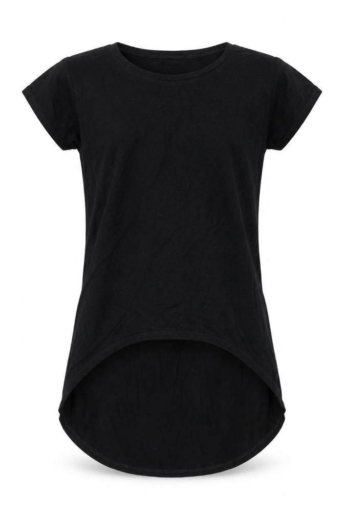 Front view of E-vie girls’ black basic t-shirt, size 9-10, years
