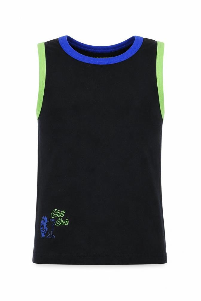 Front view of Rebel boys’ black basic tank, size 4-5, years