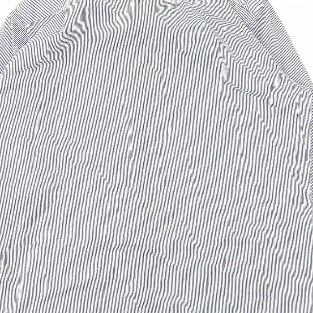 Trench Mens Blue Striped   Dress Shirt Size 43
