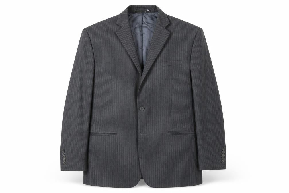 Front view of Mexx women’s grey striped jacket suit jacket, size UK 18