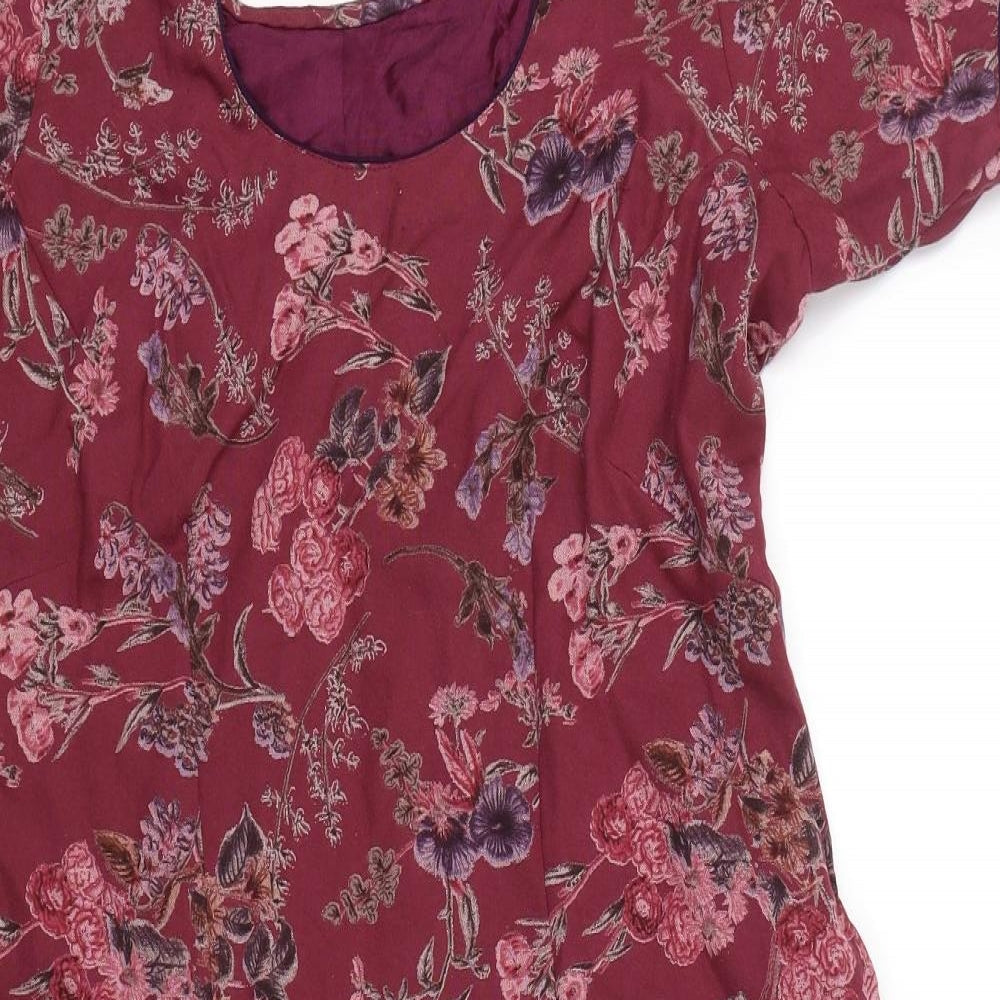 Preworn Womens Purple Floral  Fit & Flare  Size 12