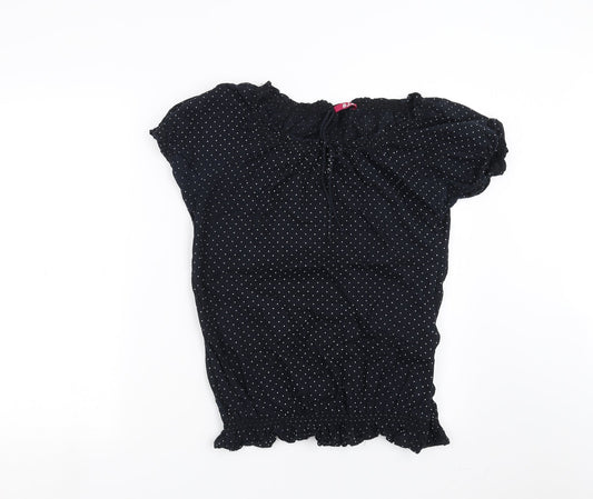 DJ&C Womens Blue Polka Dot  Basic Blouse Size 2XL