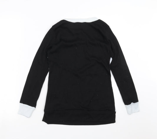 Boohoo Womens Black Geometric  Basic T-Shirt Size 8