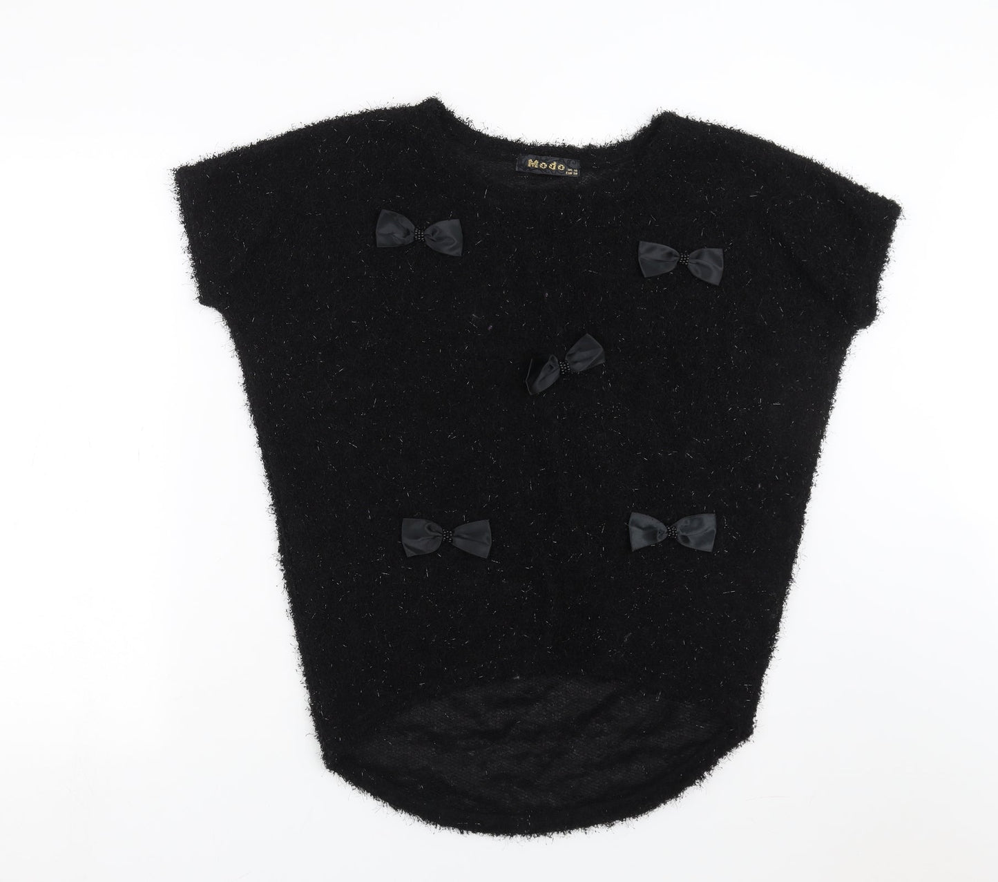 MODO Womens Black   Pullover Jumper Size 10  - bow detail